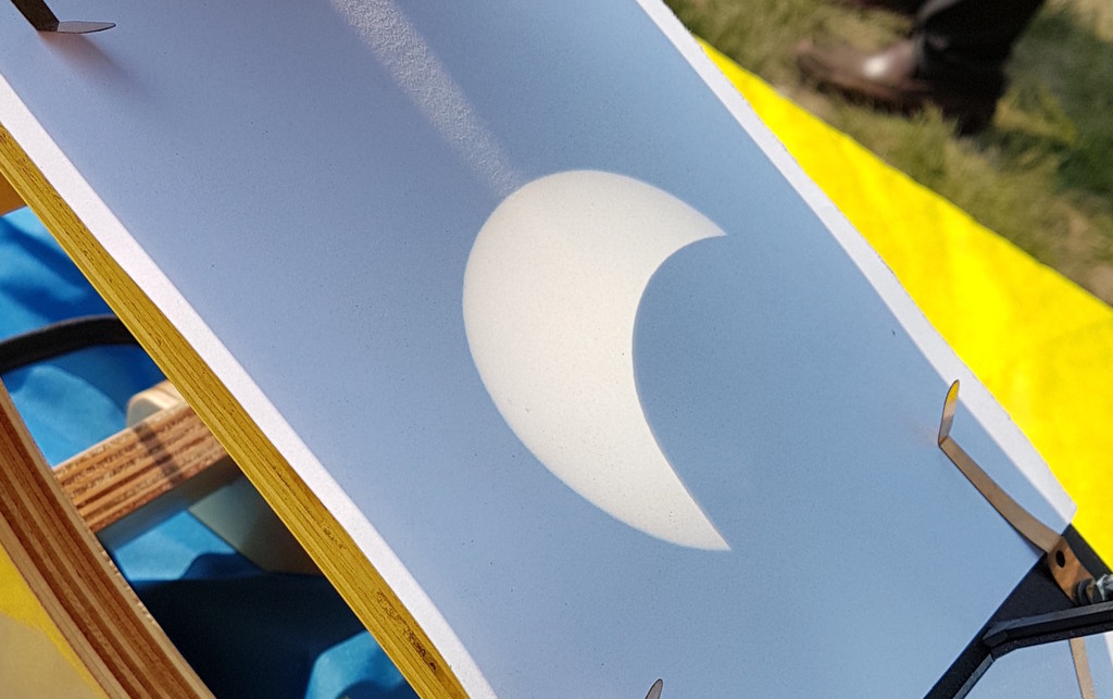 picture of a partial eclipse on a Sunspotter telescope